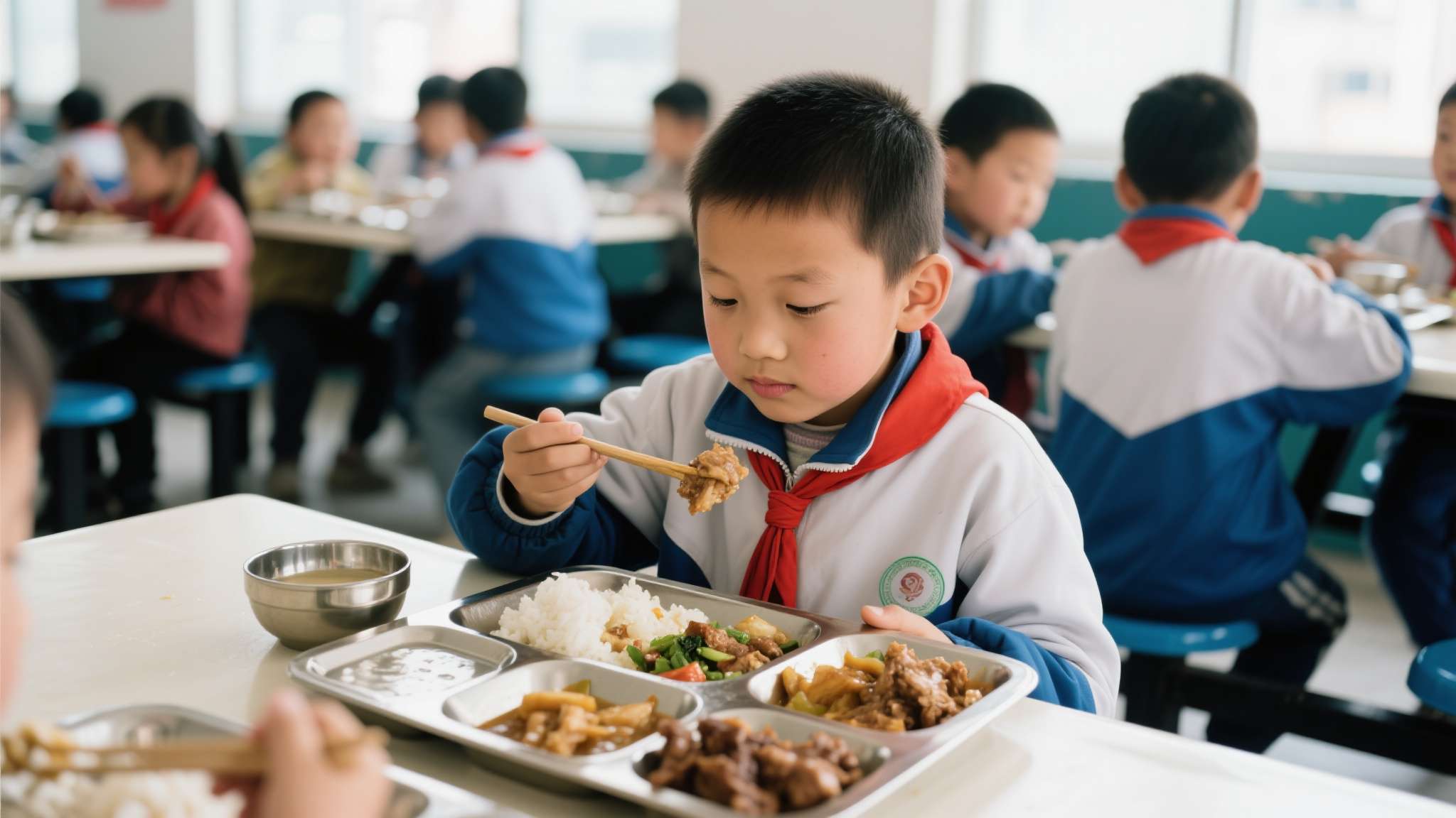 上海学校里的白玉兰 学校的午饭,对大多数孩子来说,不过是每天的例行仪式。但对某些孩子而言,那一份荤菜